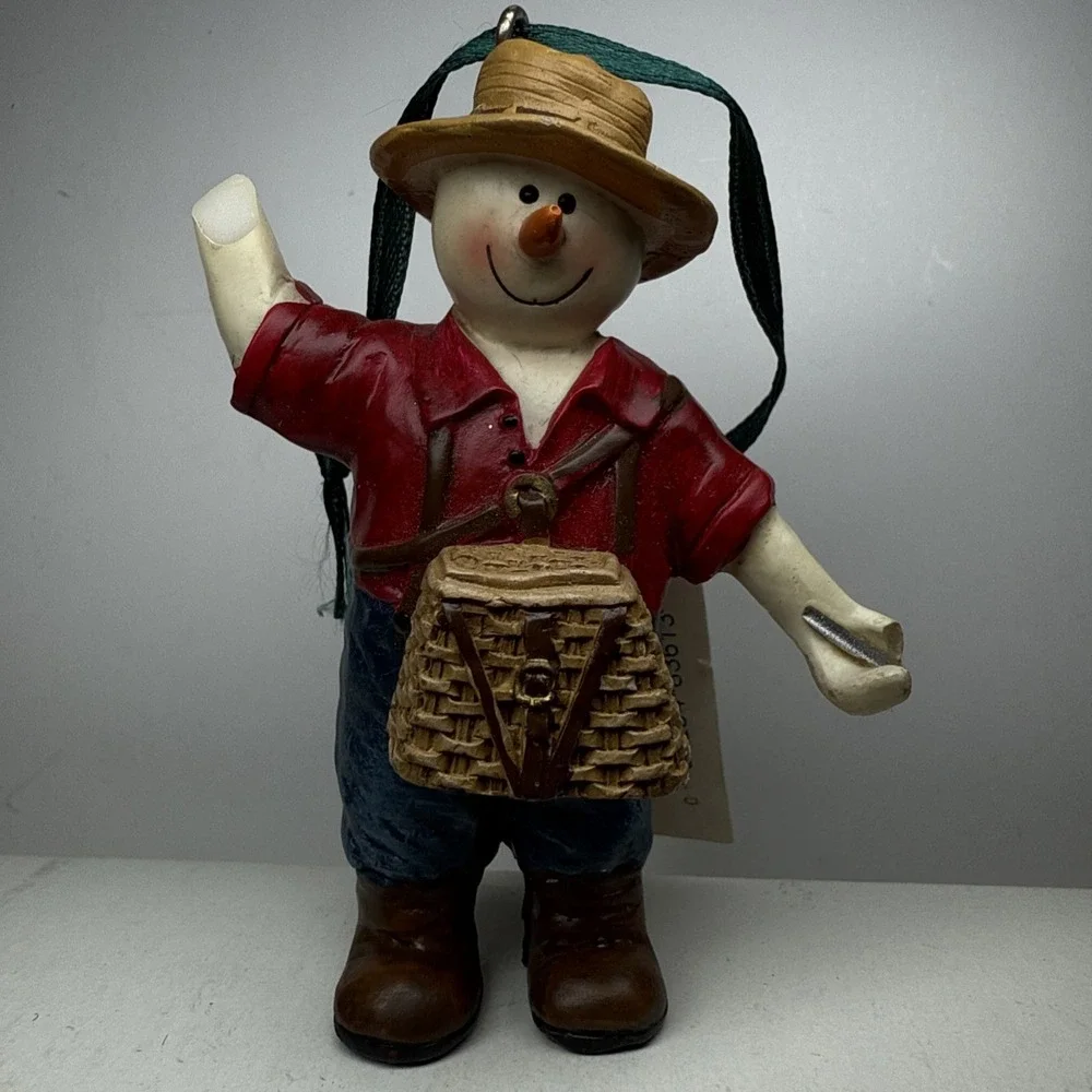 vintage‎ snowman figurines farmers Fishing . They are Christmas Collectables